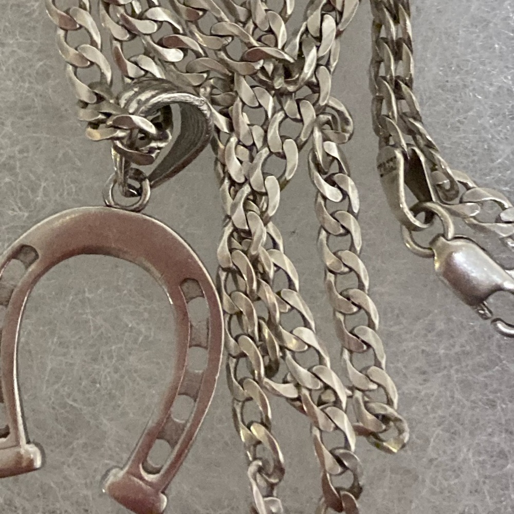 925 Cuban link chain with horseshoe pendant
